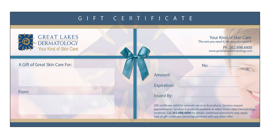 gift certificate design for skin care