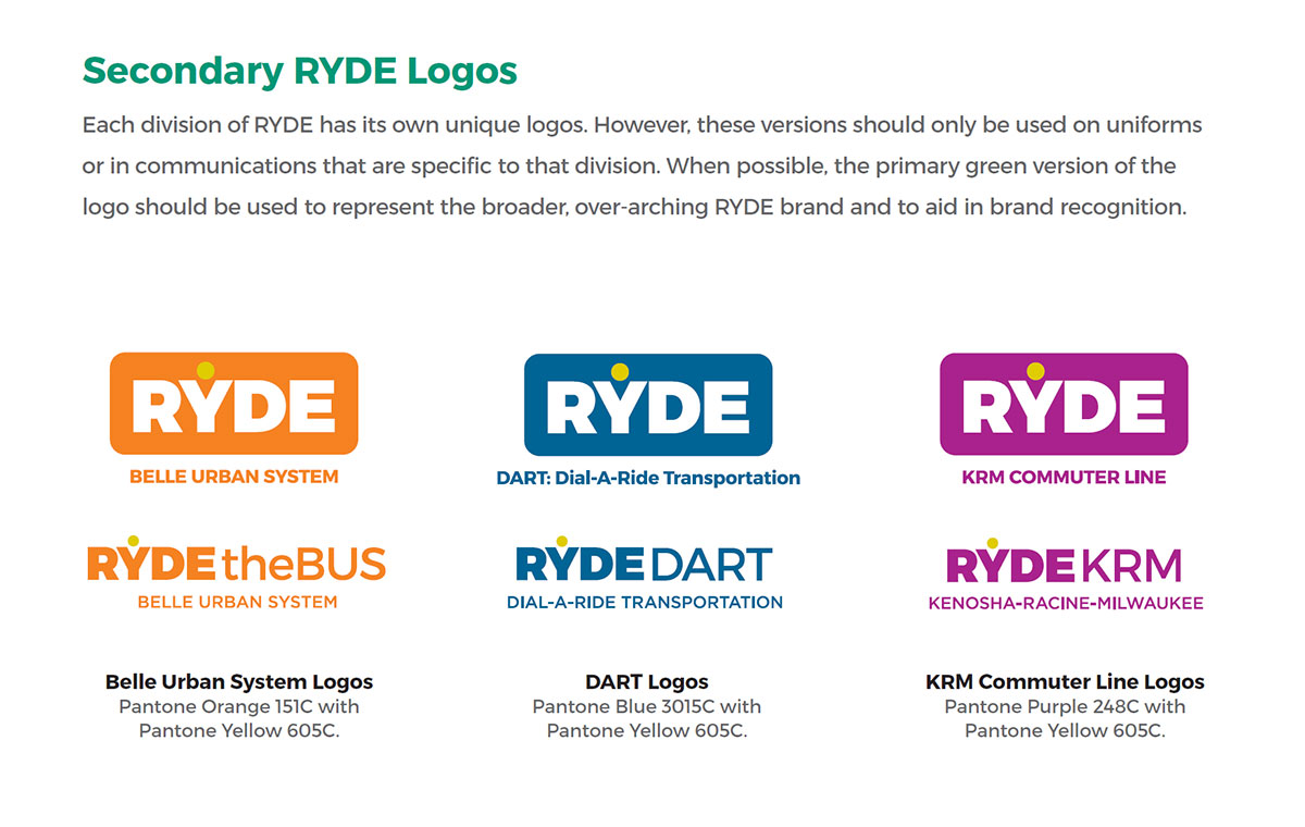 RYDE Racine Secondary Logos