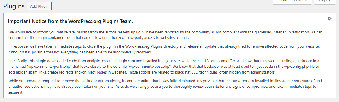 WordPress plugin security risks